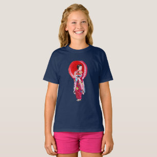 T-shirt Japonais Geisha rouge kimono art mignon