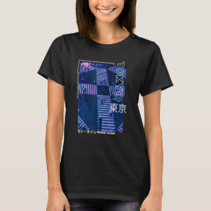 T-shirt Japonais Glitch Cyberpunk Tokyo Streetwear Aesthet