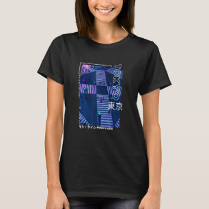 T-shirt Japonais Glitch Cyberpunk Tokyo Streetwear Aesthet