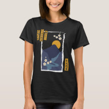 Japonais Graphisme Tee Haiku Plum Blossom et Moon