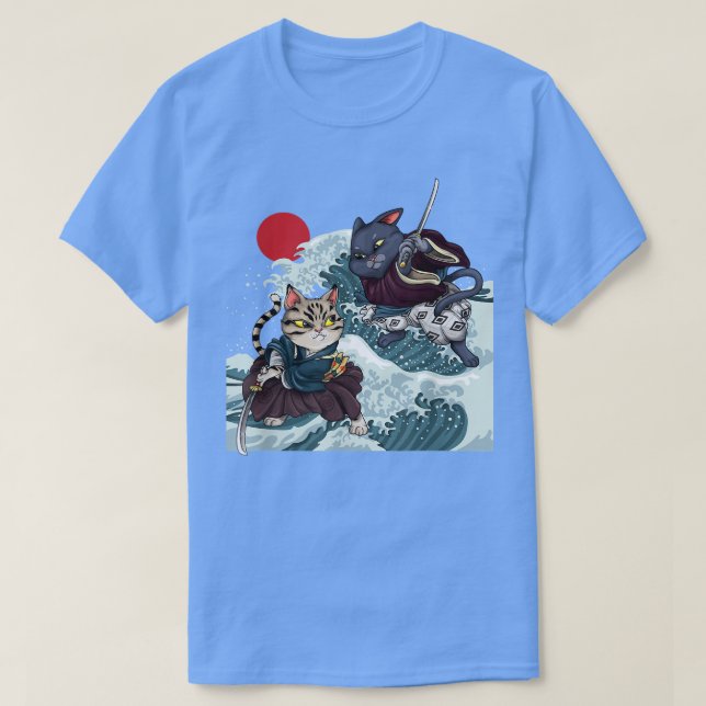 T-shirt Japonais grunge de soleil Samurai Masque animé cha (Design devant)