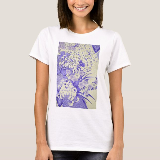 T-shirt Japonais KIMONO Textile, Chrysanthemum (Devant)