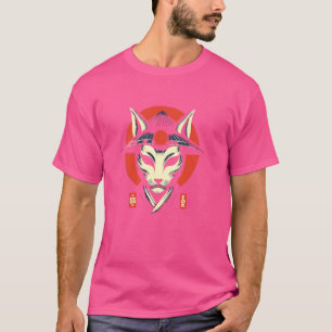 T-shirt Japonais Kitsune Masque Spirit Fox Japonais Kanji 