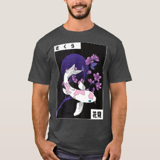 T-shirt Japonais Koi Carp Sakura Cherry Tree Kanji Blossom