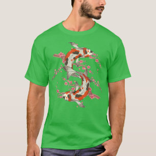 T-shirt Japonais Koi Poisson Fleur de cerisier Nishikigoi