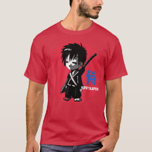 T-shirt Japonais Manga Anime Samurai Guerrier garçon Red S