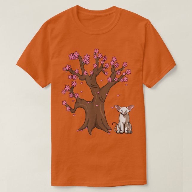 T-shirt Japonais Oriental Chat Mince Maman Fleur de Cerisi (Design devant)