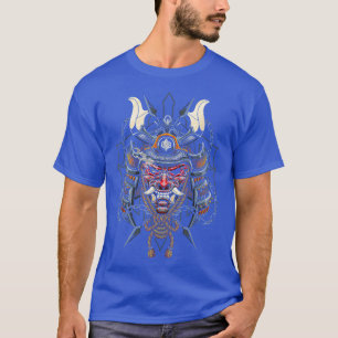 T-shirt Japonais Rouge Samurai Oni Masque Ogre Samurai jap