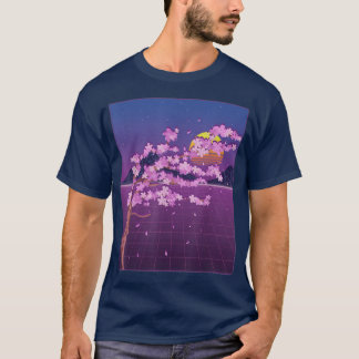 T-shirt Japonais Sakura Fleur Sunset Vaporwave Cerry Blo