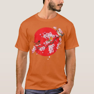 T-shirt Japonais Sakura Oiseaux Animaux Cherry Blosso