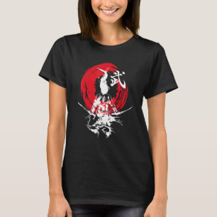 T-shirt Japonais Samurai Fire Warrier épées Retro Japon C