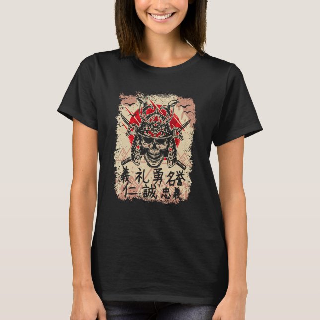 T-shirt Japonais Samurai Guerrier Bushido Code, Swordsman  (Devant)