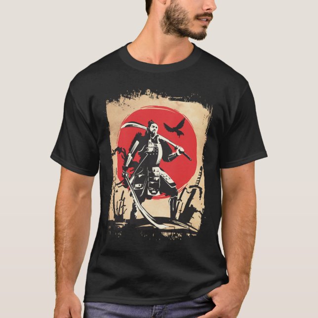 T-shirt Japonais Samurai Guerrier Japon Swordsmen Hero (Devant)