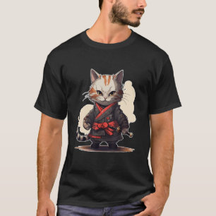 T-shirt Japonais Samurai Kitty Swordplay
