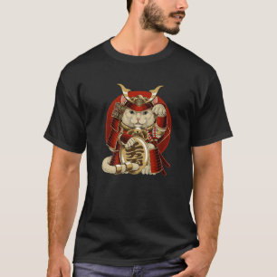 T-shirt Japonais Samurai Maneki Neko Chat Bushido esthétiq