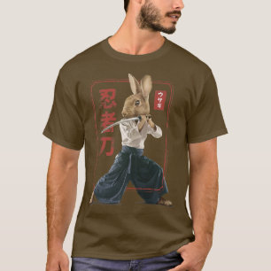 T-shirt Japonais Samurai Ninja Lapin Lapin Kawaii Tattoo