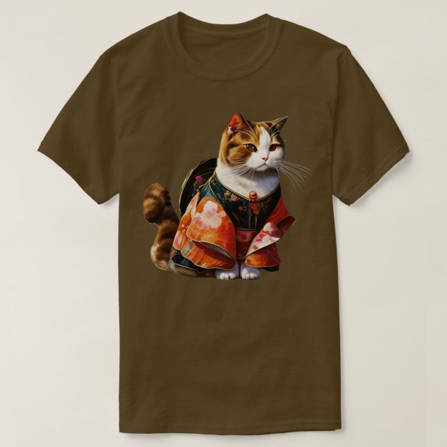 T-shirt Japonais Samurai Sphynx Chat Cerisier fleur Kit Ch (Design devant)