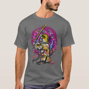 T-shirt Japonais Samurai Vintage Vaporwave cerisier en fle