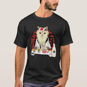 T-shirt Japonais Sushi chat cerisier fleur kawaii