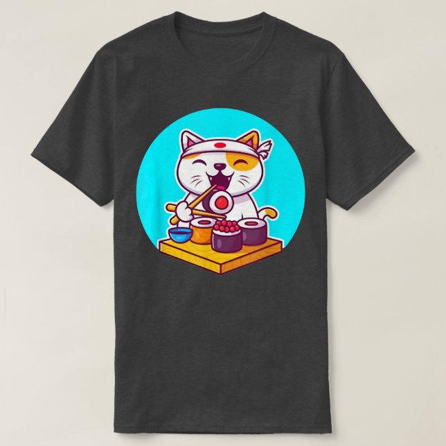 T-shirt Japonais Sushi Kawaii Anime Amoureux des chats Pap (Design devant)