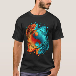 T-shirt Japonais Yin Yang Koi Carp Nishikigoi Poisson Asia