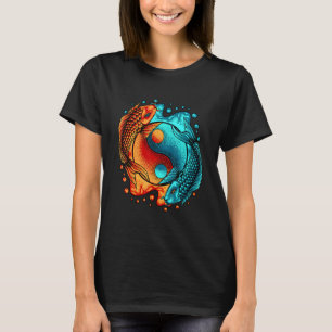 T-shirt Japonais Yin Yang Koi Carp Nishikigoi Poisson Asia