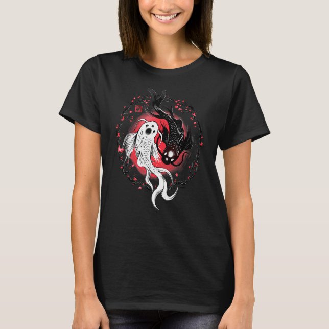 T-shirt Japonais Yin Yang Koi Poisson art (Devant)
