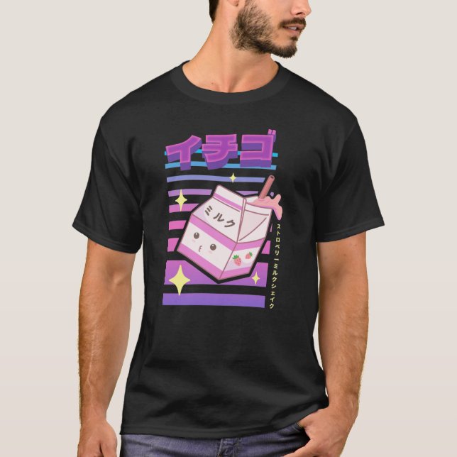 T-shirt japonaise esthétique lait de fraise shake (Devant)