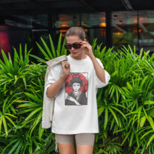 T-shirt Japonaise Geisha Girl Umbrella
