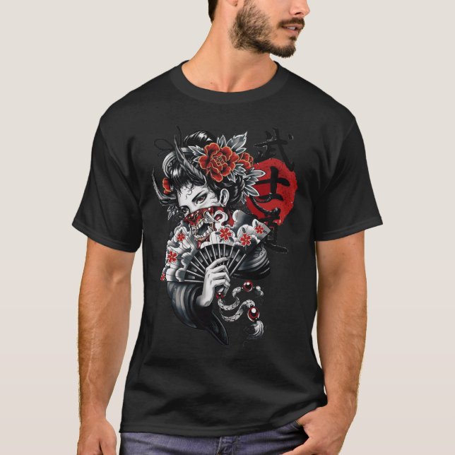 T-shirt Japonaise Geisha Girl Vaporwave Cyberpunk Popart U (Devant)