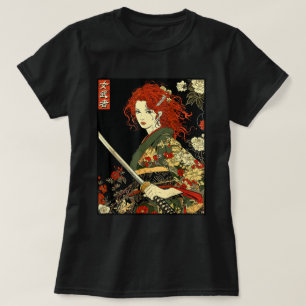 T-shirt Japonaise Samurai Art Irlandaise Femme Avec Épée K