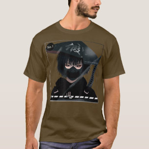 T-shirt Japonaise Samurai fille en noir esthétique Cyborg
