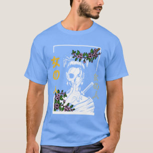 T-shirt Japonaise Samurai Floral Warrior Flower Woman rétr