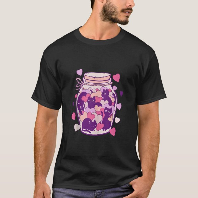 T-shirt Jar de chats Coeurs Funny Valentines Fête Femmes H (Devant)