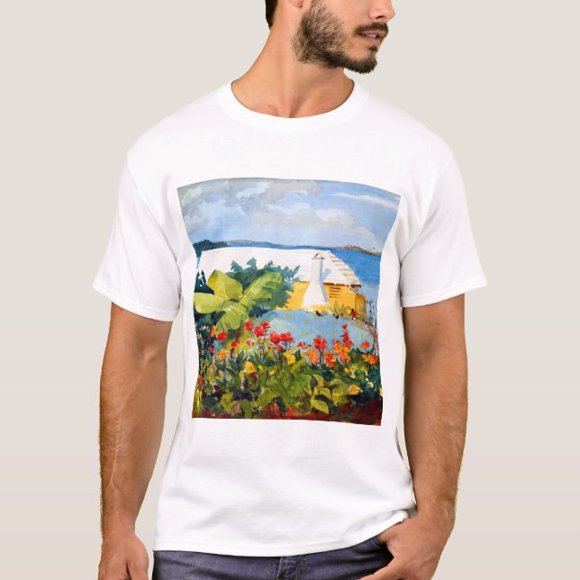 T-shirt Jardin à fleurs de Winslow Homer et Bungalow (Devant)