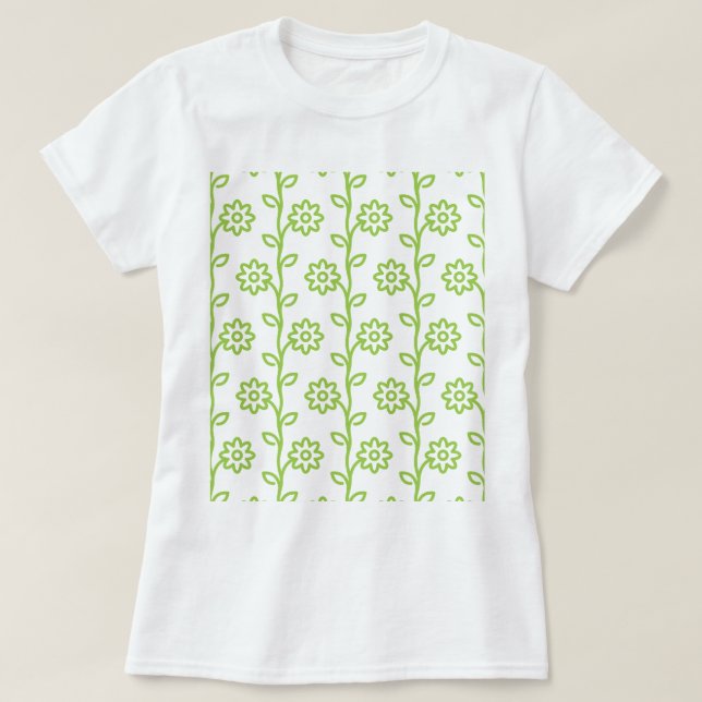T-shirt Jardin à fleurs plates vertes Motif (Design devant)