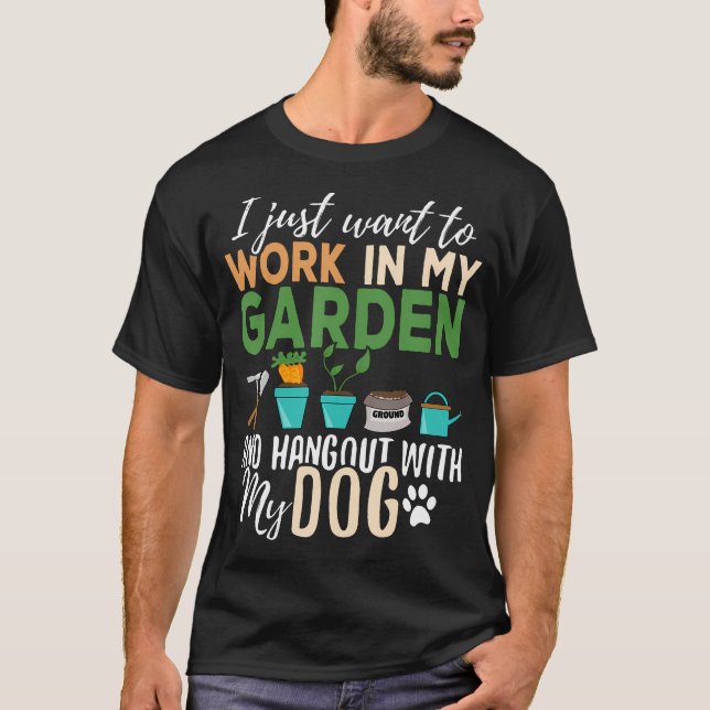 T-shirt Jardin Amoureux des chiens jardinier jardin animal (Devant)