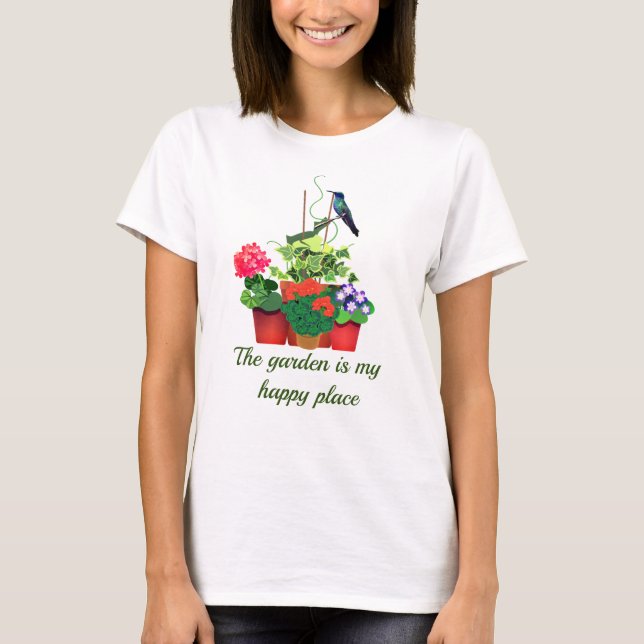 T-shirt Jardin de fleurs avec colibri (Devant)