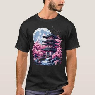 T-shirt Jardin de Sakura Geisha Mont Fuji Cerisier en Fleu