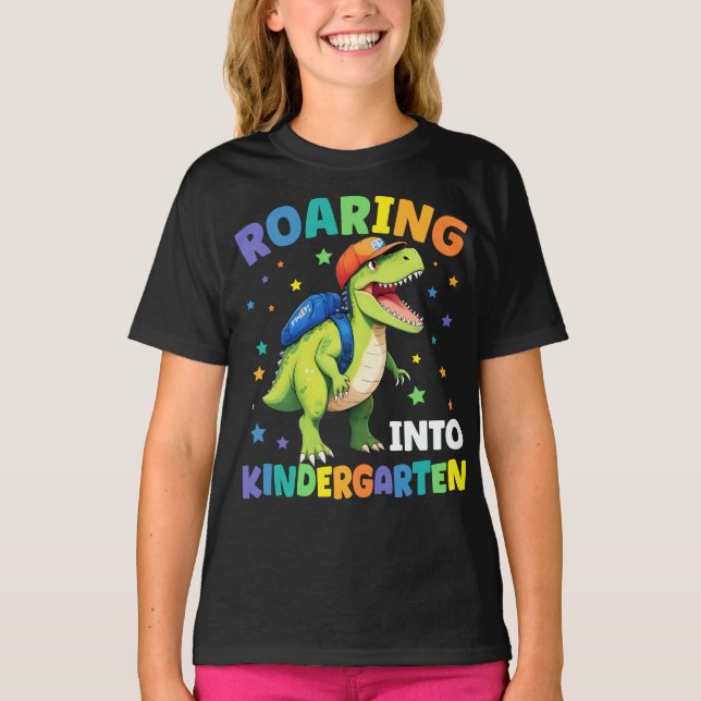 T-shirt Jardin D'Enfants Gravants Dinosaure T Rex Retour À (Devant)