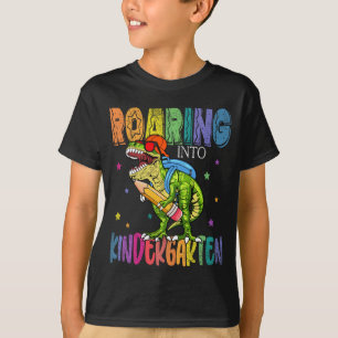 T-shirt Jardin D'Enfants Gravants Dinosaure T Rex Retour À