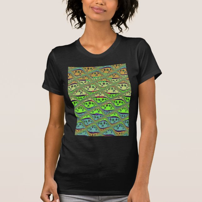 T-shirt Jardin Éclectique Enchantant À damiers Beauté Flor (Devant)