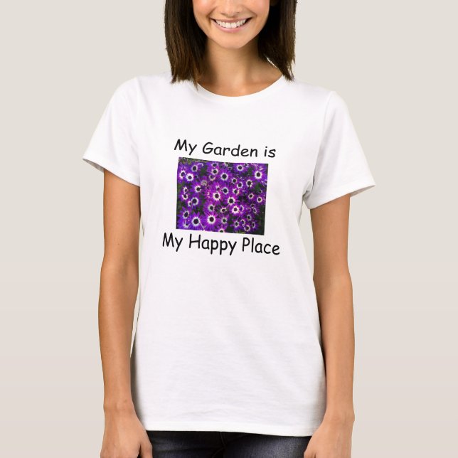 T-shirt Jardin est mon joyeux endroit Floral de fleurs vio (Devant)