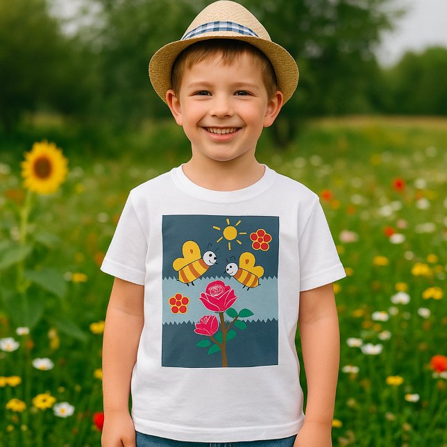 T-shirt Jardin Floral Rose et abeilles (Créateur téléchargé)