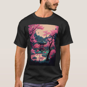 T-shirt jardin japonais pont de cerisier en fleurs sanctua