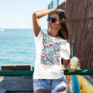 T-shirt Jardin magique - rouge et turquoise