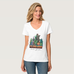 T-shirt Jardin mignon de cactus d'aquarelle dans le pot