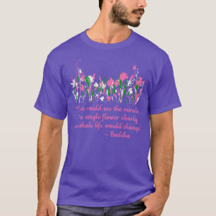 T-shirt Jardin rose vert et blanc Fleurs sauvages Bouddha