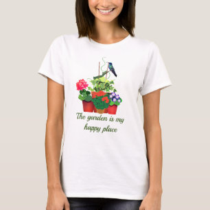 T-shirt Jardinage heureux / Jardin de fleurs avec colibri