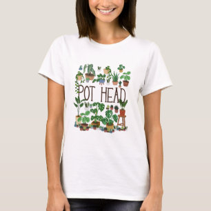 T-shirt Jardinage Poted Plante Pot Head